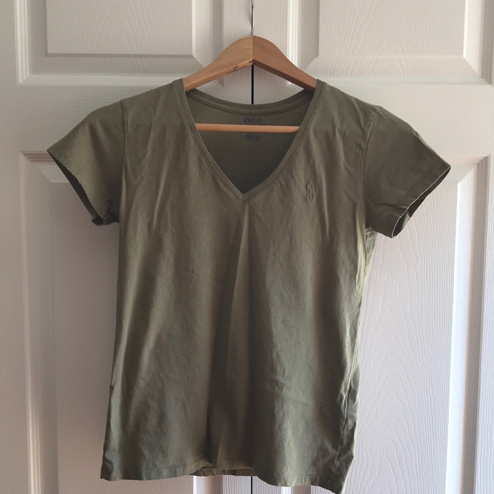 Ralph Lauren olive green v neck, size small, excellent condition